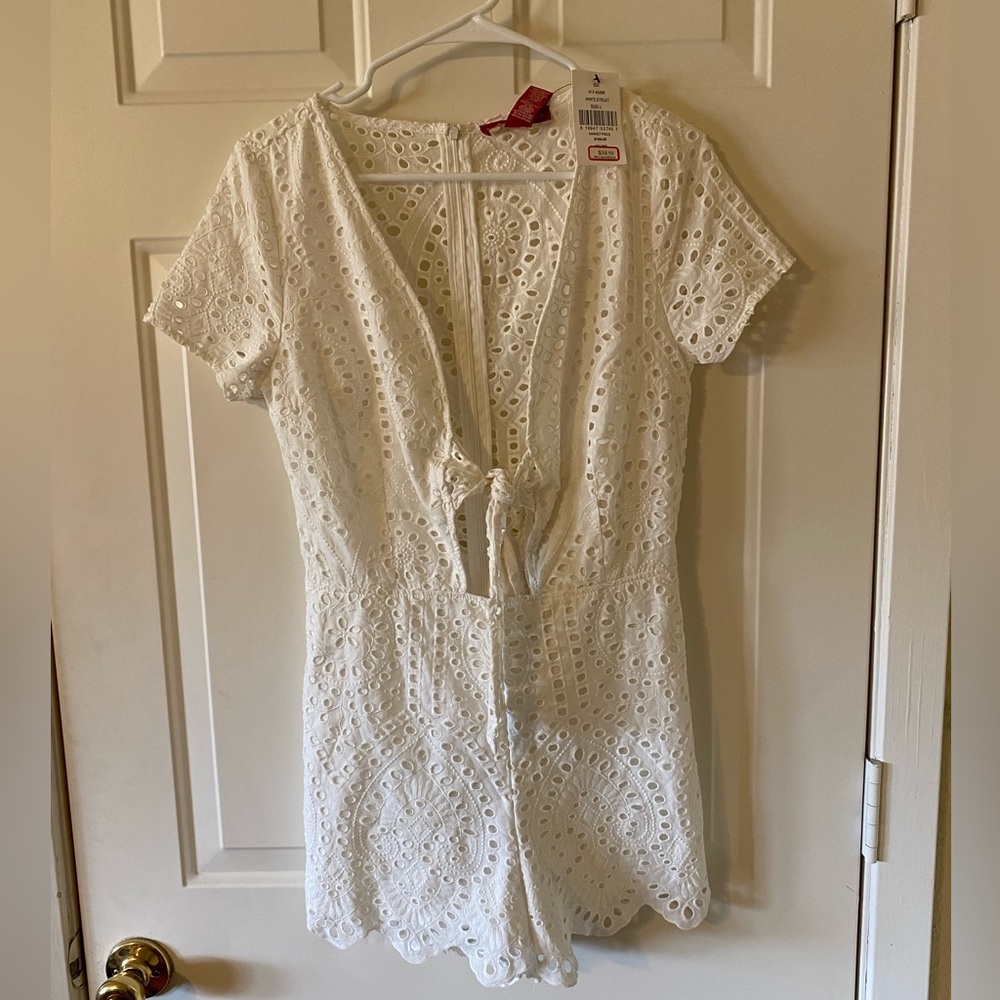 Saks Fifth Avenue White Eyelet Romper | XS